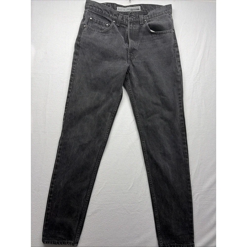 Vtg 1980s Levis Silver Tab 512 black Mens jeans 33x32 Faded USA Made Red Batwing
